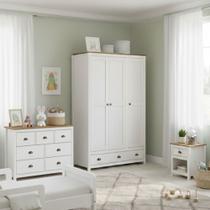 Conjunto Infantil Guarda-roupa 3 Portas + Cômoda 7 Gavetas + Mesa de Cabeceira 100% Madeira Maciça Conjunto Infantil Guarda-roupa 3 Portas + Cômoda 7 Gavetas + Mesa de Cabeceira 100% Madeira Maciça