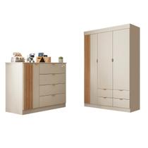 Conjunto Infantil Guarda Roupa e Comoda Ayla OffWhite Pheonix Baby