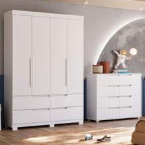 Conjunto Infantil Guarda-Roupa e Cômoda Circus Branco Conjunto Infantil Guarda-Roupa e Cômoda Circus Branco