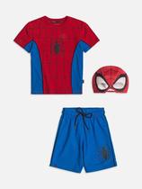 Conjunto Infantil Herói Homem-Aranha Blusa Bermuda Máscara