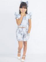 Conjunto Infantil Inspirado nos Livros para Colorir Branco - Blusa e Short Conjunto Infantil Inspirado nos Livros para Colorir Branco - Blusa e Short