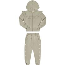 Conjunto Infantil Inveno Menina Jaqueta Com Capuz E Calça Moletom Tricô Verde - Angerô