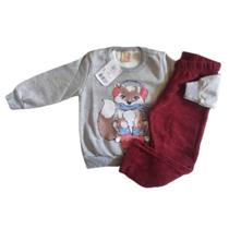 Conjunto infantil inverno blusa moletom e calça boucle