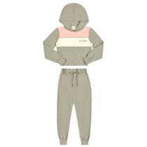 Conjunto Infantil Inverno Casaco Com Capuz E Calça Moletom Peluciado Be Happy - Angerô