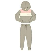 Conjunto Infantil Inverno Casaco Com Capuz E Calça Moletom Peluciado Be Happy - Angerô
