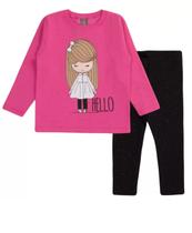 Conjunto infantil inverno feminino moletom e legging