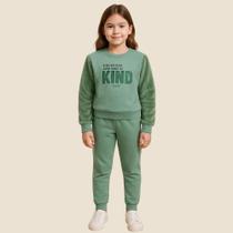 Conjunto Infantil Inverno Feminino Verde com Blusa Felpuda e Calça Kely & Kety