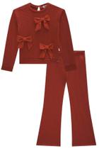 Conjunto Infantil Inverno Kukiê Com Calça Flare e Laços Em Tricot Relevo 81919
