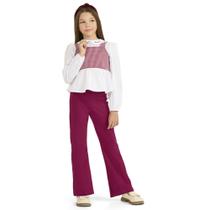 Conjunto Infantil Inverno Menina Camisa Tricoline Sobreposição e Calça Flaire 3 peças - Angerô Conjunto Infantil Inverno Menina Camisa Tricoline Sobreposição e Calça Flaire 3 peças - Angerô