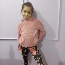 Conjunto Infantil Inverno Menina Casaco Com Capuz E Orelhas Em Pelo E Legging Térmica Tam 6 a 12 - Infanti