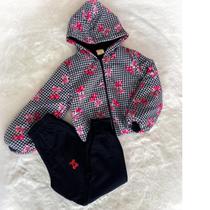 Conjunto infantil jaqueta com capuz e calça em moletom