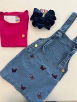 Conjunto infantil jardineira + camiseta + laço Conjunto infantil jardineira + camiseta + laço