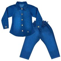 Conjunto Infantil Jeans Camisa e Calça Moda Menina Conjunto Infantil Jeans Camisa e Calça Moda Menina