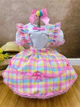 Conjunto Infantil Junino com Camisa e Salopete Xadrez Rosa Conjunto Infantil Junino com Camisa e Salopete Xadrez Rosa
