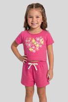 Conjunto Infantil Juvenil Menina Verão Blusa Cropped Flores e Shorts Confortável Com Elástico - GKS Conjunto Infantil Juvenil Menina Verão Blusa Cropped Flores e Shorts Confortável Com Elástico - GKS
