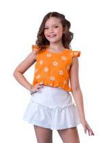 Conjunto Infantil Juvenil Menina Verão Todo Em Linho Com Bordado Floral 481* Conjunto Infantil Juvenil Menina Verão Todo Em Linho Com Bordado Floral 481*