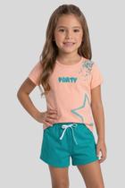 Conjunto Infantil Juvenil para Menina Blusa Confortável 100 Algodão e Shorts Liso Party GKS