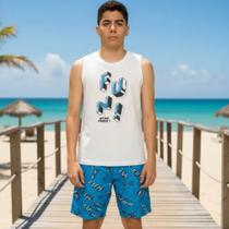 Conjunto Infantil Juvenil Regata + Shorts Sem Bolso Estampado Malwee Kids