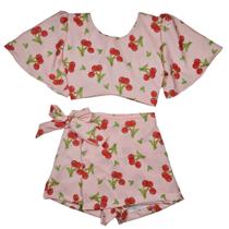 Conjunto Infantil Juvenil Short Saia Cropped Amarração Conjunto Infantil Juvenil Short Saia Cropped Amarração