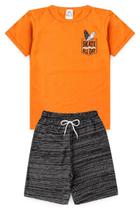 Conjunto Infantil Juvenil Verão Menino Camiseta Manga Curta Skate e Bermuda Confortável Moletinho