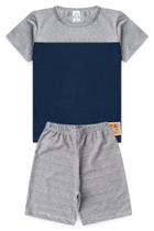 Conjunto Infantil Juvenil Verão Menino Camiseta Recortes e Bermuda Confortável