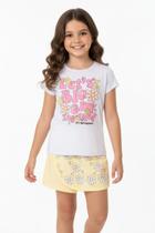 Conjunto Infantil Juvenil Verão Roupa Menina Blusa Flores e Shorts Saia Estampado Confortável - GKS