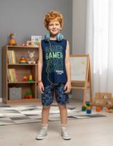 Conjunto Infantil Kamylus Regata Gamer Marinho Cód: 398 Conjunto Infantil Kamylus Regata Gamer Marinho Cód: 398