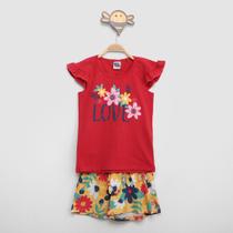 Conjunto Infantil Kiko &Kika Blusa Babado+ Short Floral Feminino