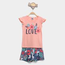 Conjunto Infantil Kiko &Kika Blusa Babado+ Short Floral Feminino