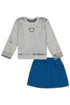 Conjunto Infantil Kukie blusão em pelo shorts-saia moletom 83744