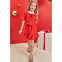 Conjunto Infantil Kukiê Boxy e Saia c/ Shorts interno em Air Flow Vermelho Conjunto Infantil Kukiê Boxy e Saia c/ Shorts interno em Air Flow Vermelho