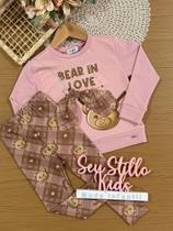 Conjunto Infantil Kukiê Inverno com Calça Legging e Blusa Manga Longa Rosa Ursinha Laço Conjunto Infantil Kukiê Inverno com Calça Legging e Blusa Manga Longa Rosa Ursinha Laço