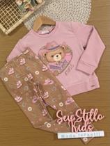 Conjunto Infantil Kukiê Inverno com Calça Legging e Casaco Rosa Ursinha Country Conjunto Infantil Kukiê Inverno com Calça Legging e Casaco Rosa Ursinha Country
