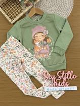 Conjunto Infantil Kukiê Inverno com Calça Legging e Casaco Verde Menina do Campo Conjunto Infantil Kukiê Inverno com Calça Legging e Casaco Verde Menina do Campo