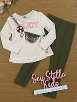 Conjunto Infantil Kukiê Inverno com Calça Legging Verde e Blusa Manga Longa Enjoy Conjunto Infantil Kukiê Inverno com Calça Legging Verde e Blusa Manga Longa Enjoy