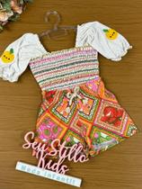 Conjunto Infantil Kukie Verão Com Shorts e Blusa Laranjinha