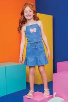 Conjunto Infantil Kukie Verão Saia e Cropped Jeans Borboleta