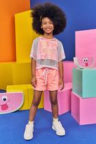 Conjunto Infantil Kukie Verão Shorts Coral, Top e Sobreposição Best