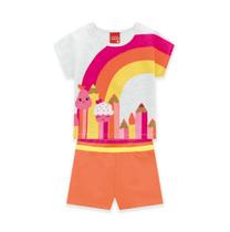 Conjunto Infantil Kyly Arco-íris Colorido Laranja Imperdível Cód: 91