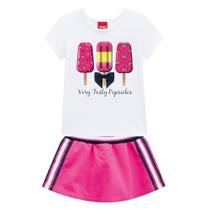 Conjunto Infantil Kyly Blusa E Shorts Saia Feminino Conjunto Infantil Kyly Blusa E Shorts Saia Feminino