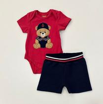 Conjunto Infantil Kyly Body Ursinho Vermelho com Bermuda Azul Marinho Bebê Menino Conjunto Infantil Kyly Body Ursinho Vermelho com Bermuda Azul Marinho Bebê Menino