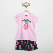 Conjunto Infantil Kyly Camiseta e Short Abacaxi Menina 2 Peças