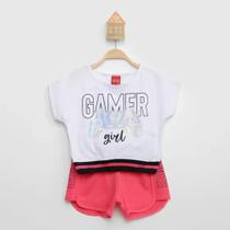 Conjunto Infantil Kyly Camiseta e Short Gamer Menina 2 Peças