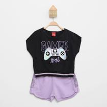Conjunto Infantil Kyly Camiseta e Short Gamer Menina 2 Peças