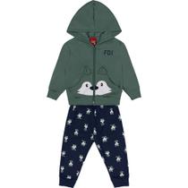 Conjunto Infantil Kyly Inverno Jaqueta E Calça Moletom Raposa Manga Longa Conforto Criança