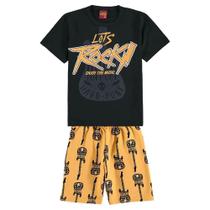 Conjunto Infantil Kyly Lets Rock Camiseta E Bermuda Manga Curta Estampa Guitarra Menino