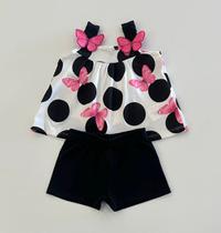 Conjunto Infantil Kyly Menina Blusinha Aplique Borboleta 3D e Shorts Confortável Conjunto Infantil Kyly Menina Blusinha Aplique Borboleta 3D e Shorts Confortável