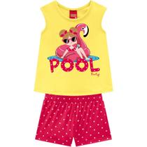 Conjunto Infantil KYLY Menina Short Camiseta Blusa Tam 4 a 8