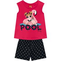 Conjunto Infantil KYLY Menina Short Camiseta Blusa Tam 4 a 8