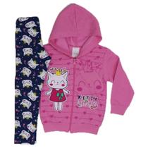 Conjunto Infantil Legging Jaqueta Capuz Moletom Frio Menina Tam 1 2 3 4 6 8